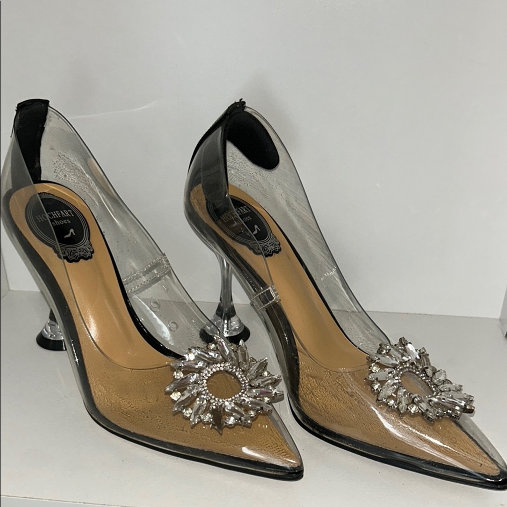 Clear PVC Heels with Crystal Embellishment